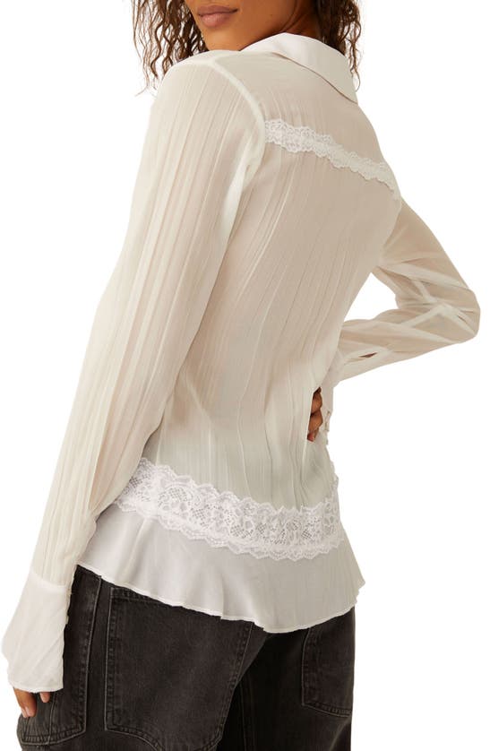 Shop Free People Bad At Love Ruffle Button-up Shirt In Ivory