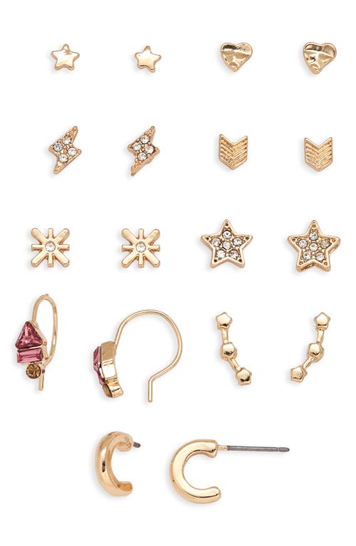 BP. Set of 9 Star Earrings in Gold- Multi