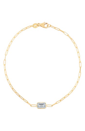 Karat Rush 14k Yellow Gold Paperclip Chain Bracelet In White Topaz Yellow Gold