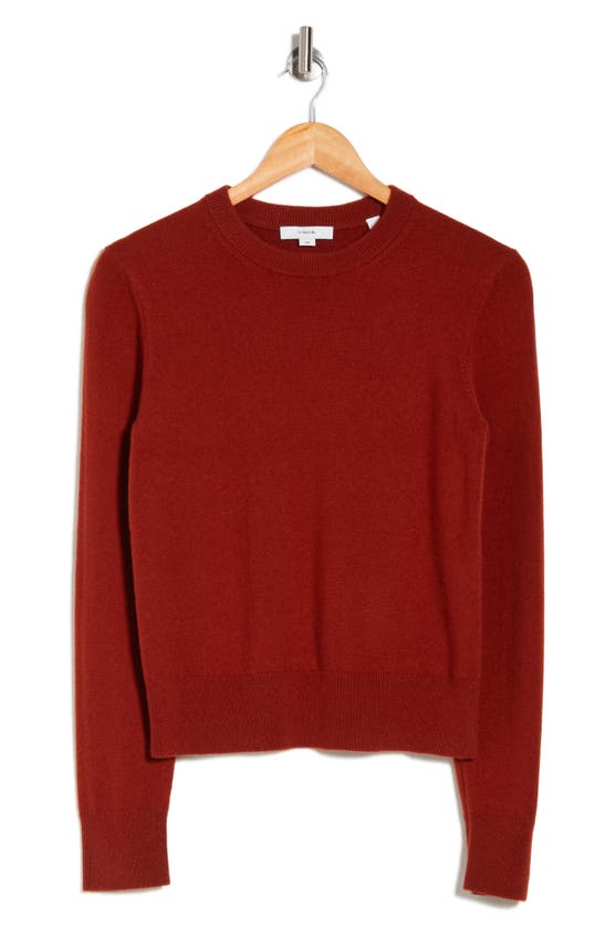 Shop Vince Fitted Wool Blend Crop Sweater In Cinnamon