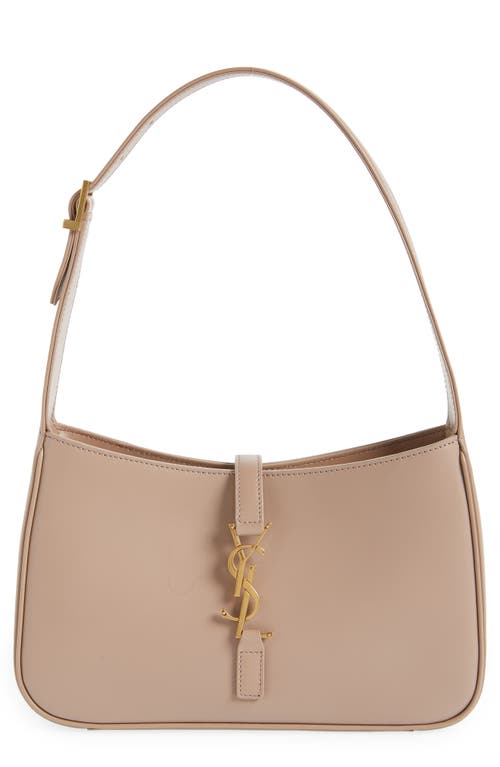 Saint Laurent Le 5 à 7 Leather Hobo in Rosy Sand