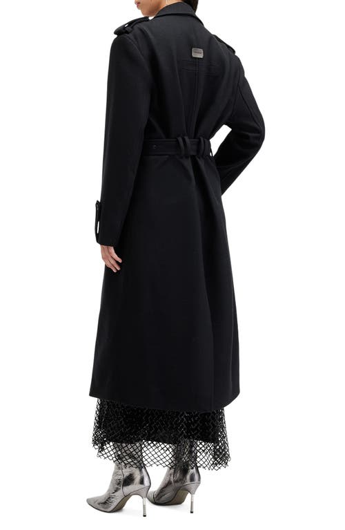 Shop Allsaints Augusta Wool Blend Trench Coat In Black