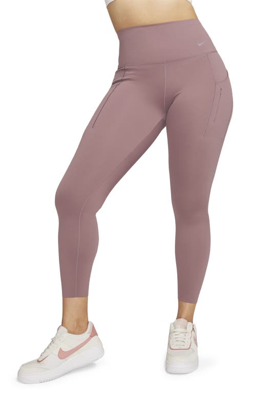 Nike Dri-fit Go High Waist 7/8 Leggings In Smokey Mauve/black