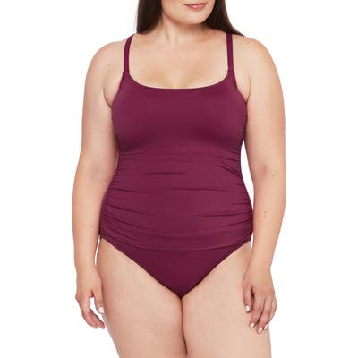 Plus Size La Blanca Island One-Piece Swimsuit, Burgundy