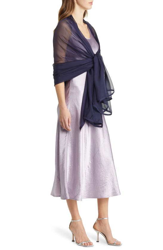 Nordstrom Satin Border Silk Chiffon Scarf In Navy Evening