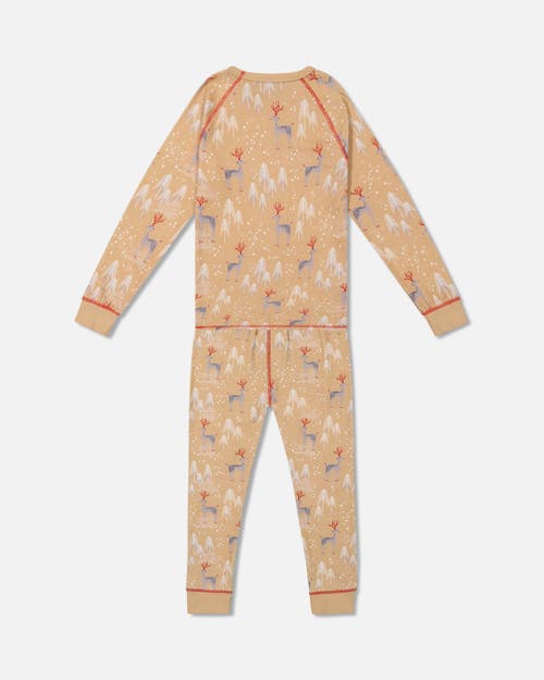 Deux Par Deux Adult Men Two Piece Family Christmas Pajama Set In Printed Christmas Deer