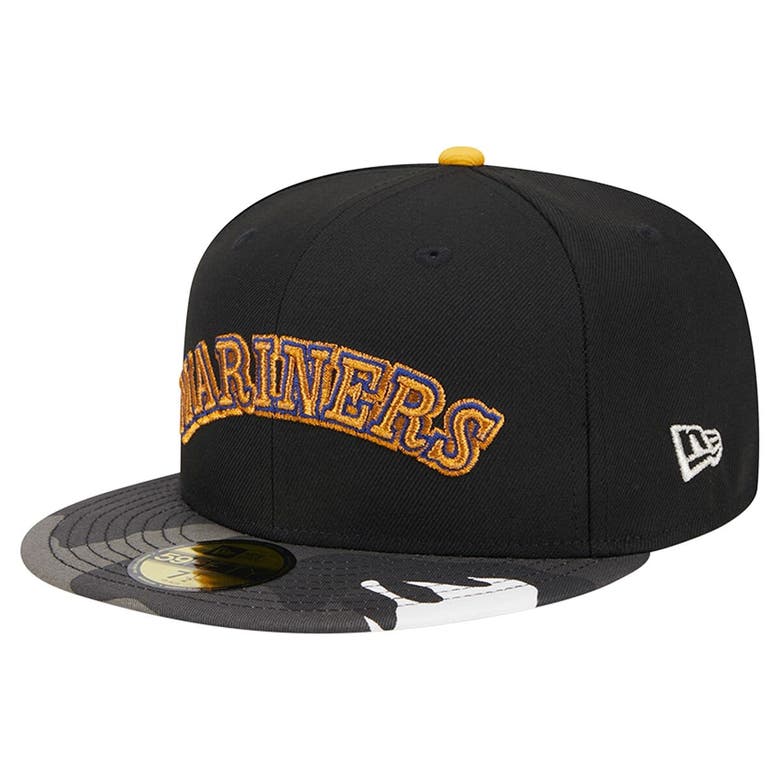 Shop New Era Black Seattle Mariners Metallic Camo 59fifty Fitted Hat