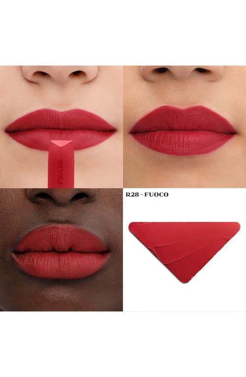 Prada Monochrome Hyper Matte Refillable Lipstick In R28 Fuoco - Iconic Red