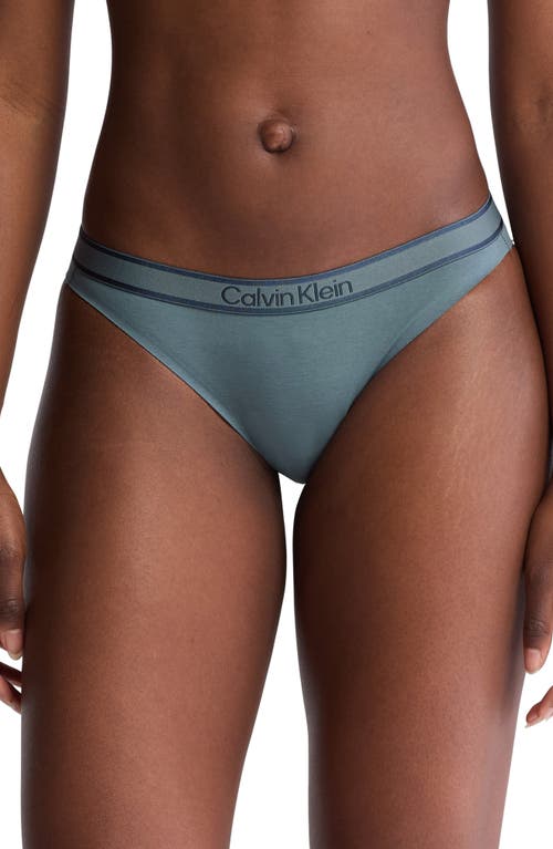 Shop Calvin Klein Tonal Logo Modern Cotton Blend Bikini In Blue Performance