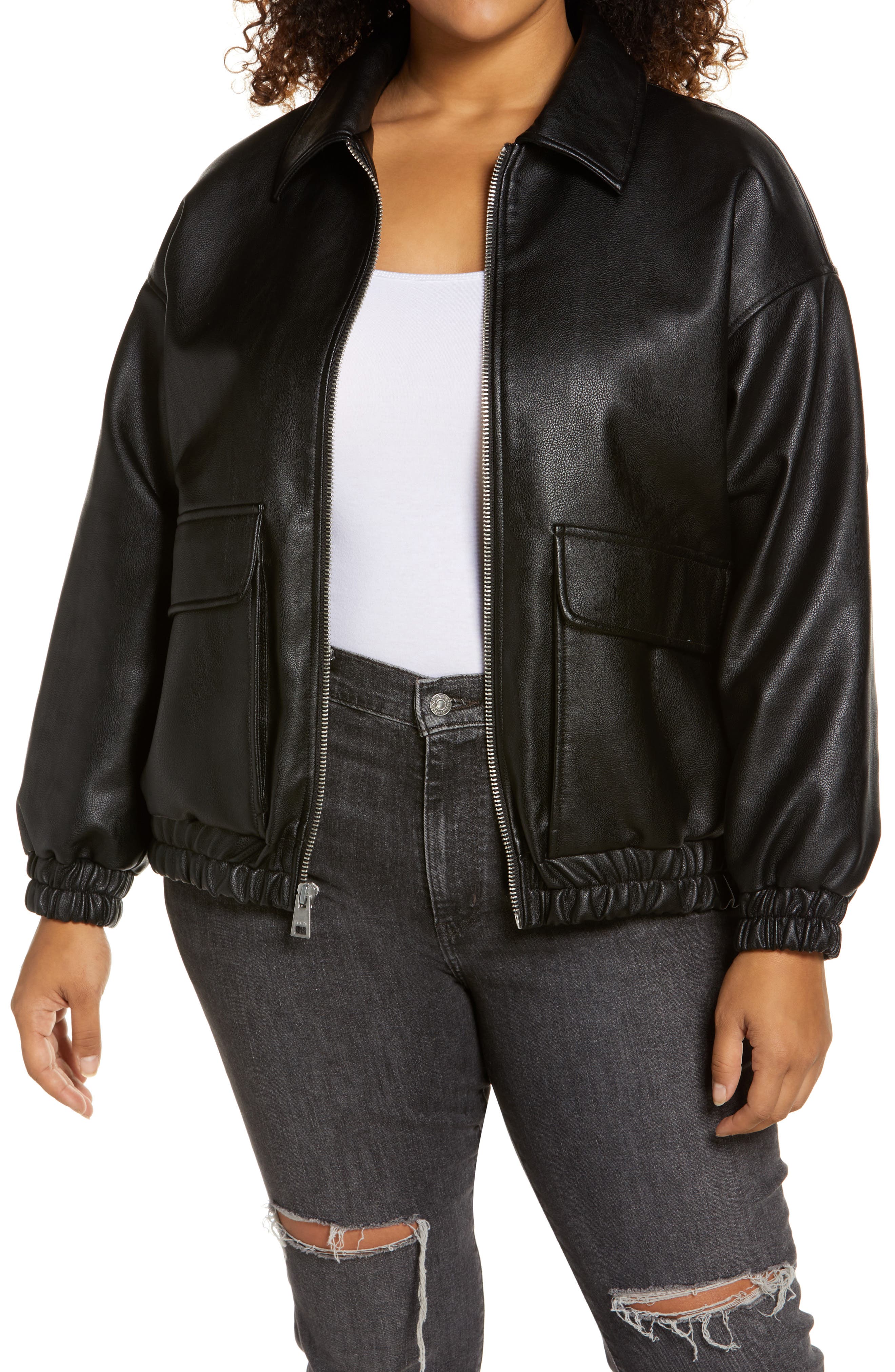 levi's black leather bomber jacket