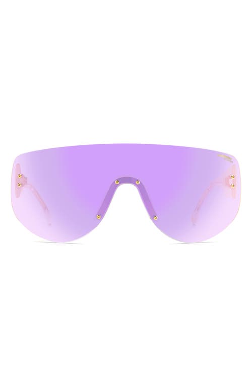 Carrera Eyewear 99mm Shield Sunglasses in Violet /Rose Gold