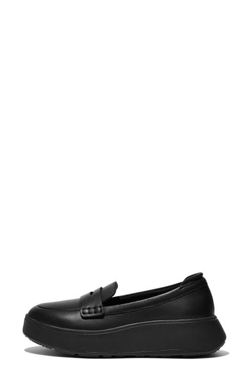 Shop Fitflop F-mode Leather Flatform Penny Loafer In All Black