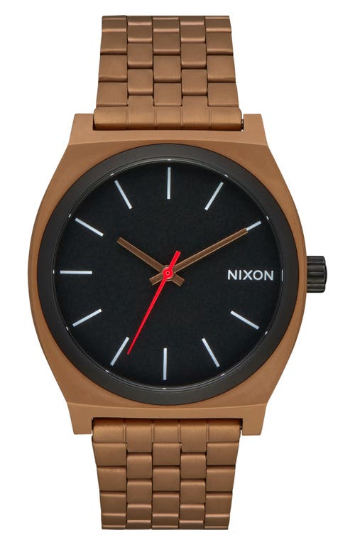 Shop Nixon The Time Teller Bracelet Watch, 37mm In Bronze/black