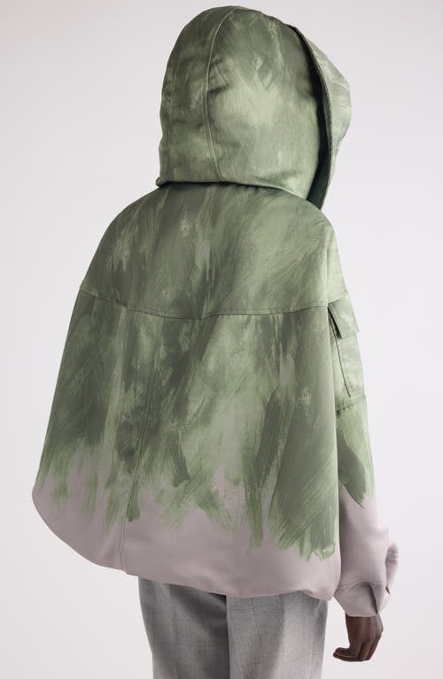 Shop Dries Van Noten Vanilla Brushstroke Print Hooded Jacket In Mint