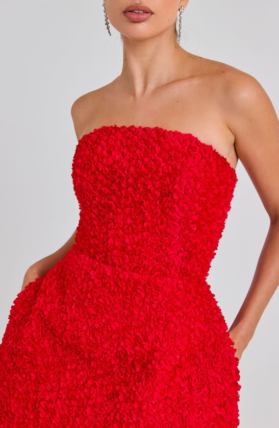 Shop Nadine Merabi 3d Tulip Floral Strapless Minidress In Red
