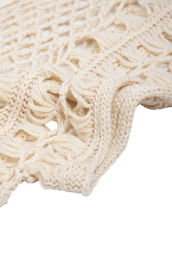 Saachi Fringe Crochet Poncho In Ivory