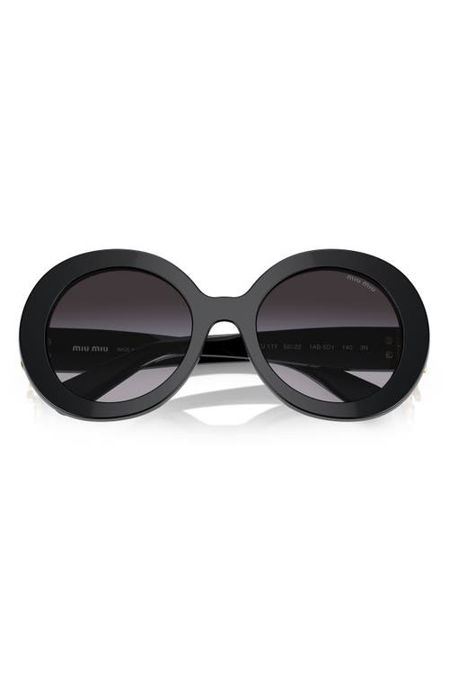 Miu Miu 55mm Round Sunglasses in Black 