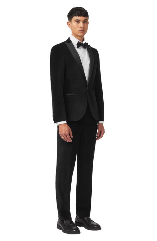 Shop Twisted Tailor Sylvester Skinny Fit Velveteen Tuxedo Jacket In Black