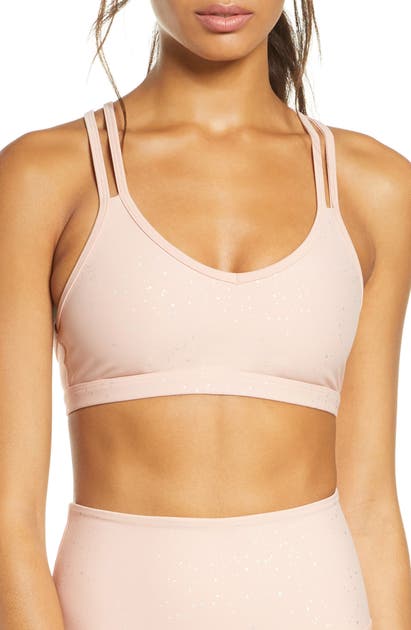 Beyond Yoga Double Back Alloy Speckled Bra In Tinted Rose Holographic