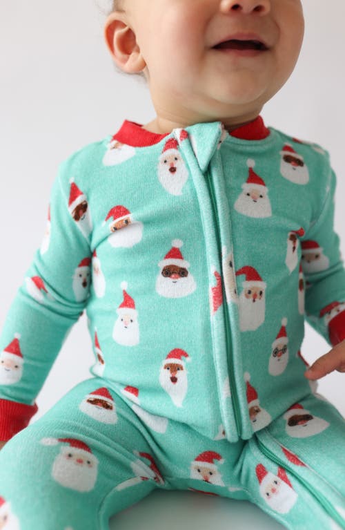 Shop Posh Peanut Santa Medley Pacci Fitted Footie Pajamas In Green