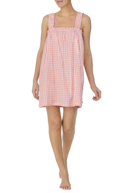 Kate Spade New York plaid organic cotton blend short nightgown Lilac Check at Nordstrom,