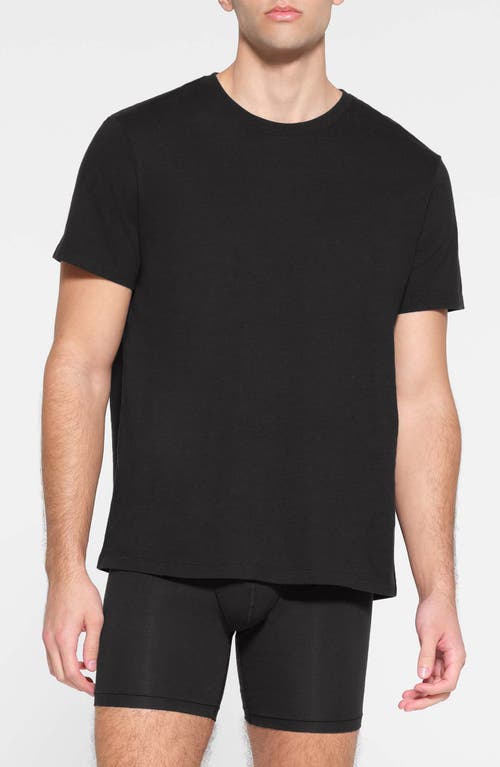 Skims Black Cotton Classic T-shirt In Onyx