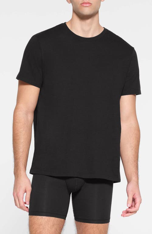 Shop Skims Classic Cotton Crewneck T-shirt In Onyx