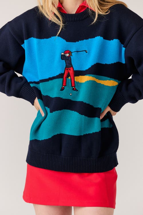 Goldie Byrd Golf Scene Sweater In Blue