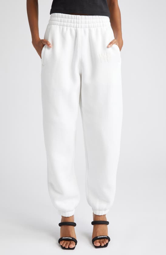 Alexander Wang Puff Logo Structured Terry Sweatpants In White