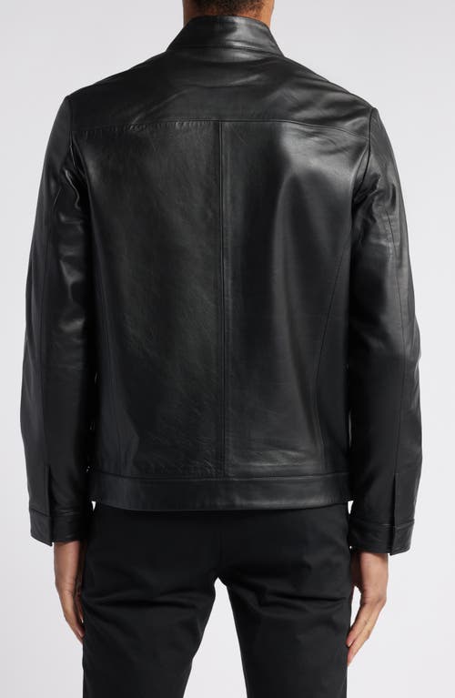 Nordstrom Stand Collar Leather Bomber Jacket In Black