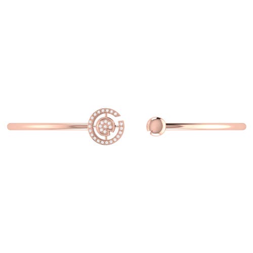 Shop Luvmyjewelry Pac Man City Sterling Silver Diamond Adjustable Cuff In 14kt Rose Gold Vermeil