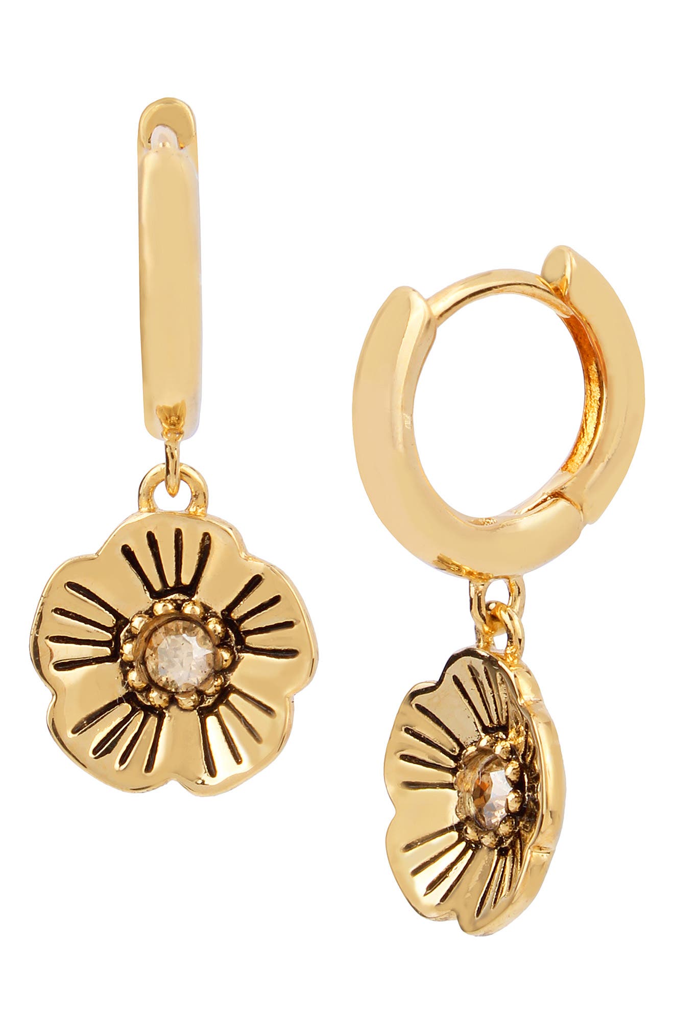 coach rose gold flower earrings