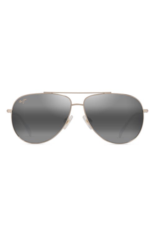 Maui Jim Hauoli 59mm Polarized Gradient Aviator Sunglasses In Shiny Light Gold Crystal