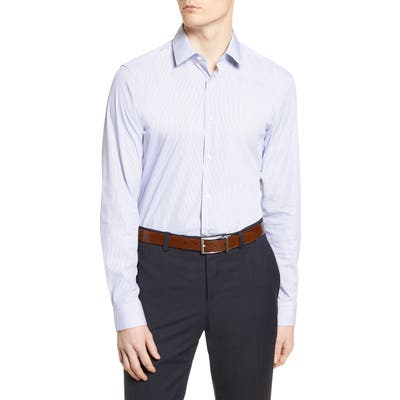 Boss Slim Fit Stripe Travel Dress Shirt, Blue
