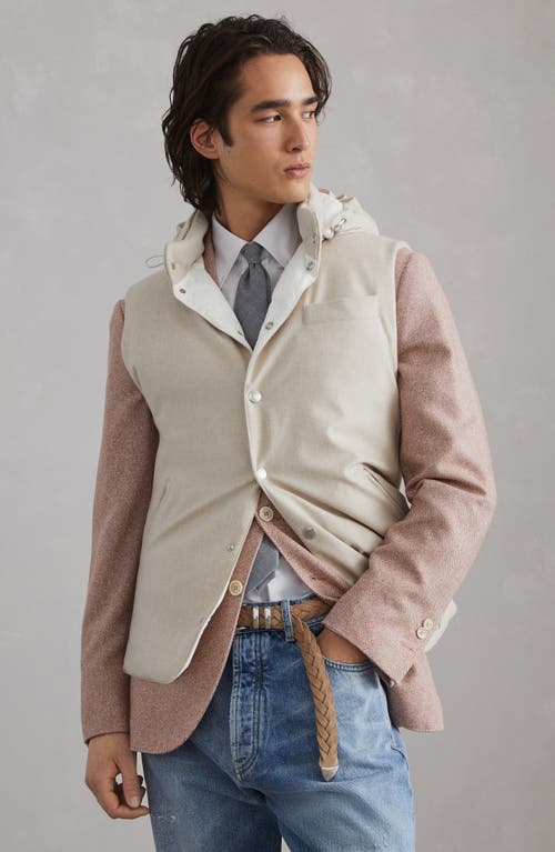 Shop Brunello Cucinelli Flannel Down Vest In Sand