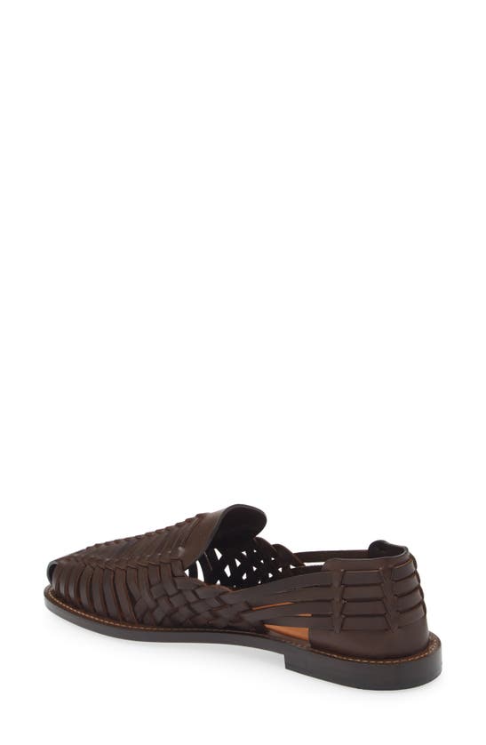 Shop Brunello Cucinelli Woven Leather Sandal In C8894 Dark Brown