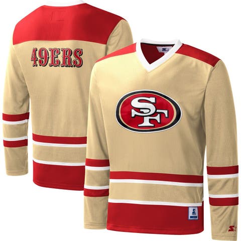 Men's Starter Scarlet/Gold San Francisco 49ers Playoffs Color Block Full-Zip  Hoodie