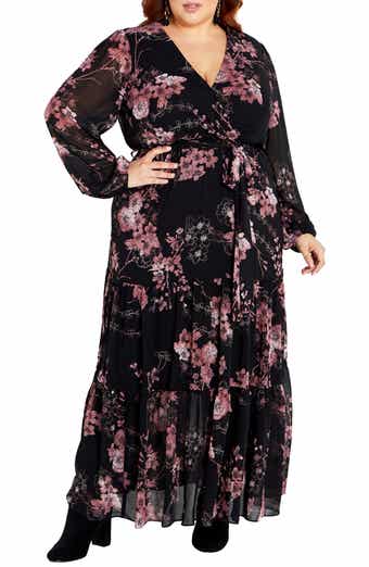 Plus size faux wrap 2025 maxi dress
