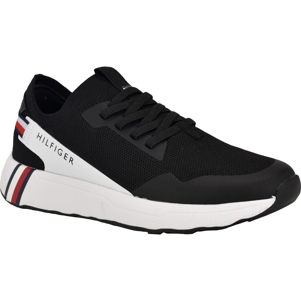 Tommy Hilfiger Twarosa Womens Two Tone Manmade Slip-on Sneakers In Black