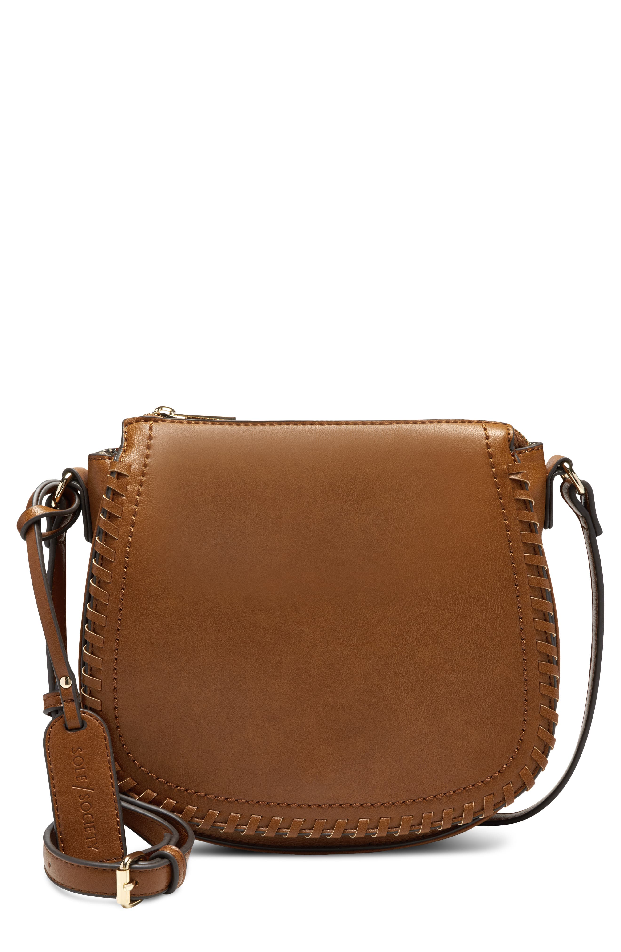 cognac leather crossbody bag