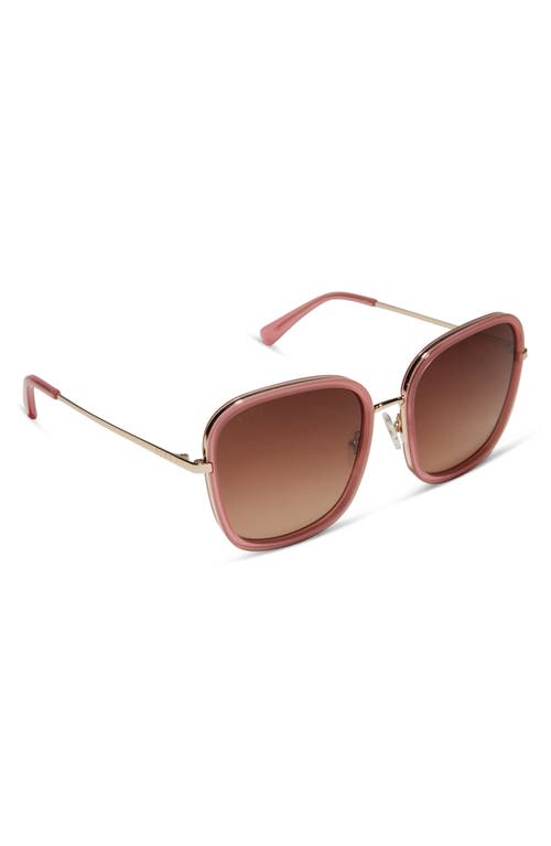 Shop Diff Genevive 57mm Polarized Square Sunglasses In Guava/brown Gradient