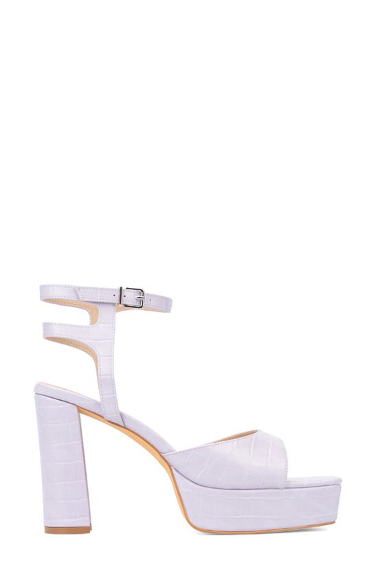 Fashion To Figure Hilari Croc Embossed Platform Heeled Sandal In Lavender