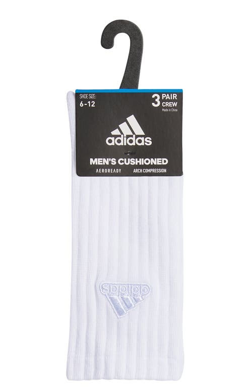 Shop Adidas Originals Adidas 3-pack Aeroready Classic Cushioned Crew Socks In White/grey