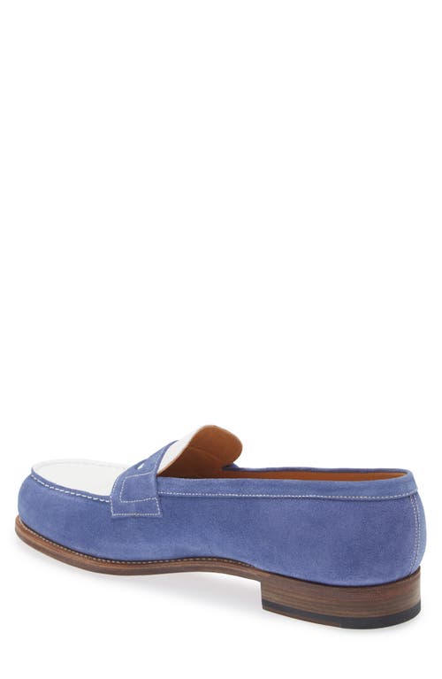 Shop Jm Weston 180 Penny Loafer In Blue Limoges/white