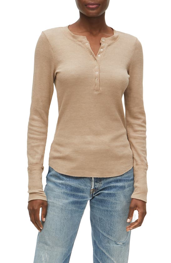 Michael Stars Regan Henley Long Sleeve Top In Safari