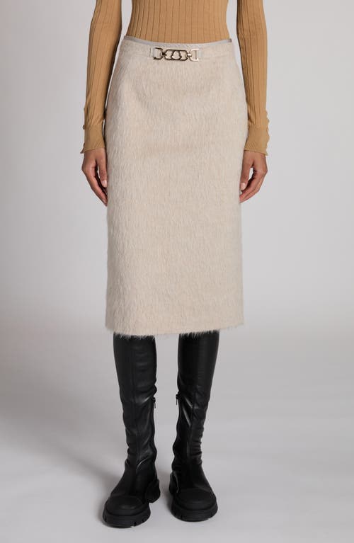 Shop Moncler Fuzzy Wool Blend Skirt In Silver Cloud