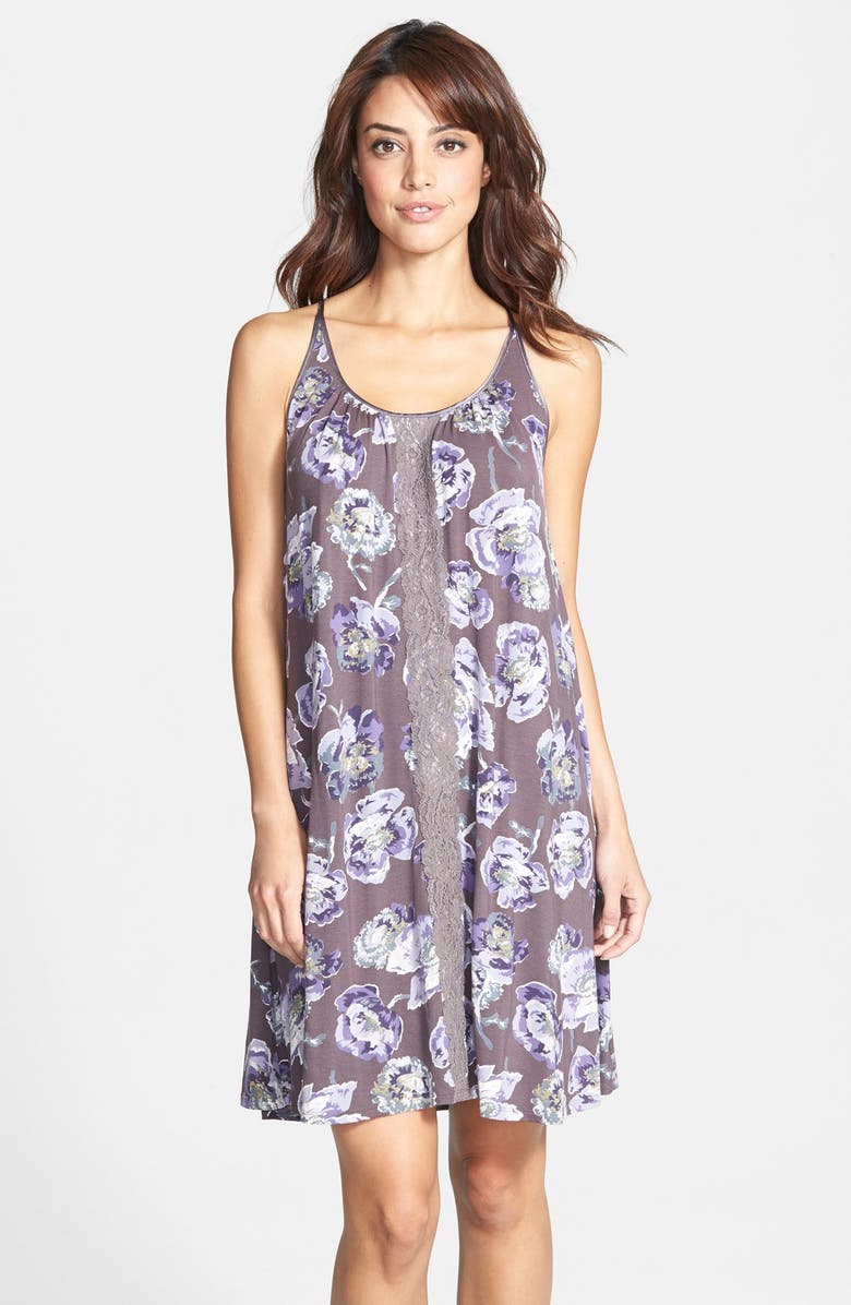 Midnight by Carole Hochman 'Painterly Floral' Lace Trim Chemise | Nordstrom