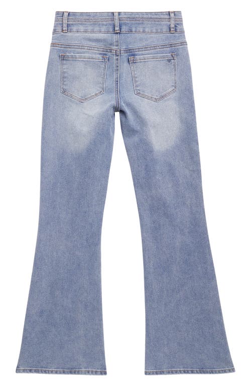 Shop Tractr Kids' Star Snap Flare Jeans In Blue Wash