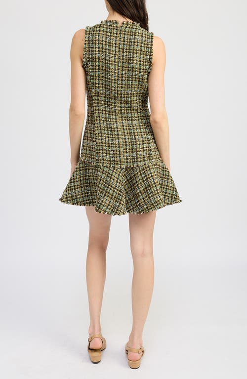 Shop En Saison Jaime Tweed Minidress In Olive Multi