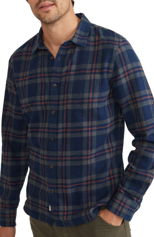 Marine Layer Balboa Plaid Flannel Button-Up Shirt Navy at Nordstrom,